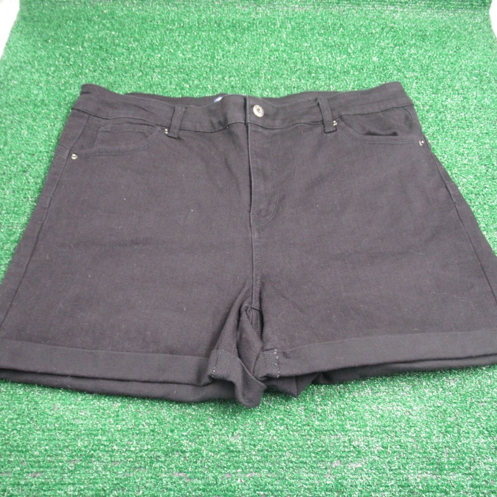 Butt I Love You Wax Jeans Mid Rise Black Denim Chino Shorts Size 3XL